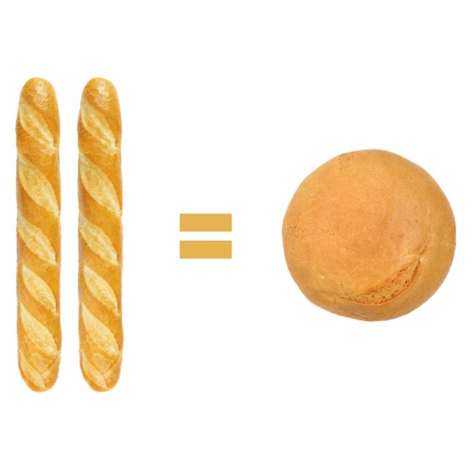 Pan baguete o pan tradicional redondo Un redondo equivale a 2 barras