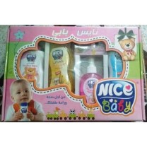 Pack limpieza NICE higiene bebé talco, colonia,, pastilla de jabón, champú, leche limpieza bebé