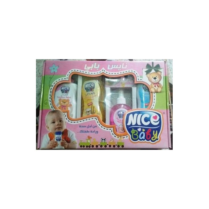 Pack limpieza NICE higiene bebé talco, colonia,, pastilla de jabón, champú, leche limpieza bebé